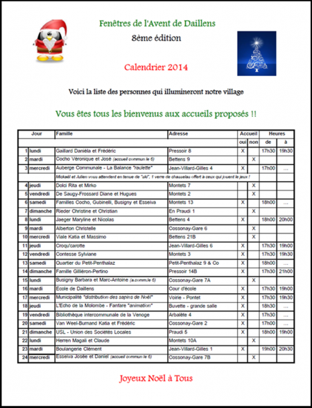 Fenêtre de l'Avent - calendrier 2014